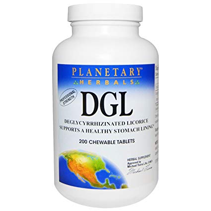 Planetary Herbals - DGL Deglycyrrhizinated Licorice - 200 Chewable Tablets Formerly Planetary Formulas