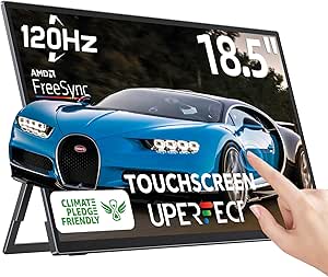 UPERFECT 18.5 Inch Touchscreen Monitor, 120Hz FHD 1080P 72% NTSC 300nit Display, 8bit 100% SRGB with Built-in Dual Speakers, FreeSync, Vesa, HDMI, USB C