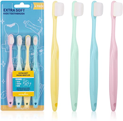 Extra Soft Toothbrush, Nano Toothbrush for Sensitive Gums, Extra Soft Toothbrushes Adult Sensitive Teeth Manual, Ultra Soft Toothbrush for Extra Protection Gum Care, Perfect for (Kids - 4 Pack)