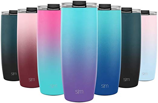 Simple Modern 24oz Voyager Travel Mug Tumbler w/Clear Flip Lid & Straw - Coffee Cup Vacuum Insulated Flask 18/8 Stainless Steel Hydro Water Bottle Ombre: Tropical Seas