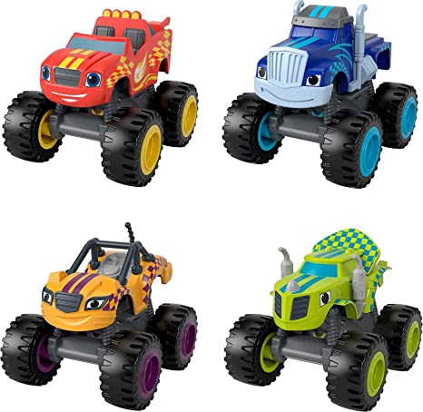 Fisher-Price Blaze and The Monster Machines Racers 4 Pack, Set of Die-Cast Metal Push-Along Vehicles for Preschool Kids Ages 3 Years and Older