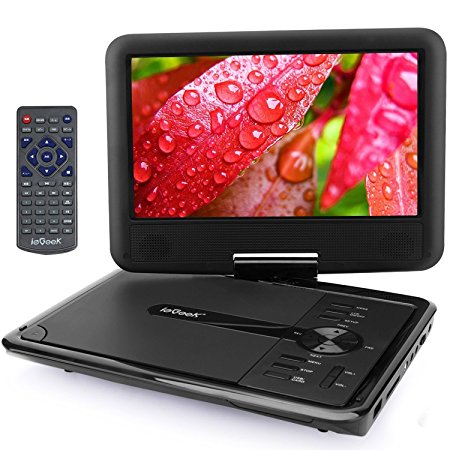 ieGeek 11.5" Portable DVD Player, 5 Hours Upgraded Battery Capacity, 360° Swivel Screen, Support SD Card and USB, Direct Play in Formats AVI/RMVB/MP3/JPEG, Black