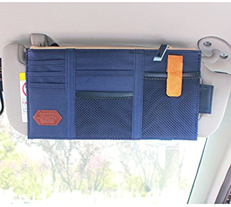 Idealgo Auto Car Visor Organizer Multi-purpose Car Organizer Card Storage Pouch Bag Card Storage Holder or Card/cell phone/pen/sunglass Holder NAVY