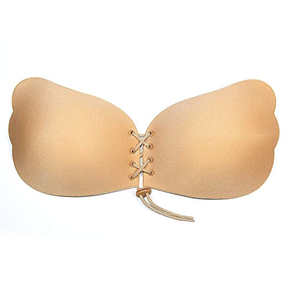 WingsLove Reusable Strapless Self Adhesive Silicone Invisible Push-up Bra with Bag