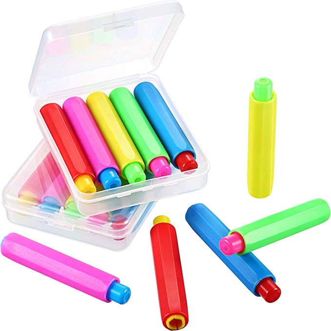 Plastic Chalk Holders, Adjustable Chalk Clip Holder Colorful Chalk Keeper for Kids, Teachers, Home, Office and School (15 Pieces)