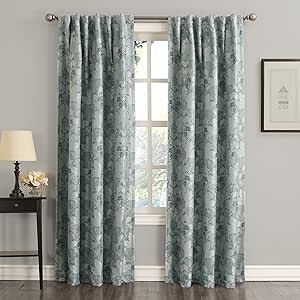 Sun Zero Mayfield Blackout Back-Tab Curtain Panel, 54" x 63", Aqua Blue