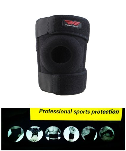 Xunpao Knee Brace Athletic Padding Supplies with Best Open Patella for ACL, Arthritis, Meniscus Tear Knee Support, Fit Running, Basketball, Wrestling, Outdoor Sports or Cross Fit