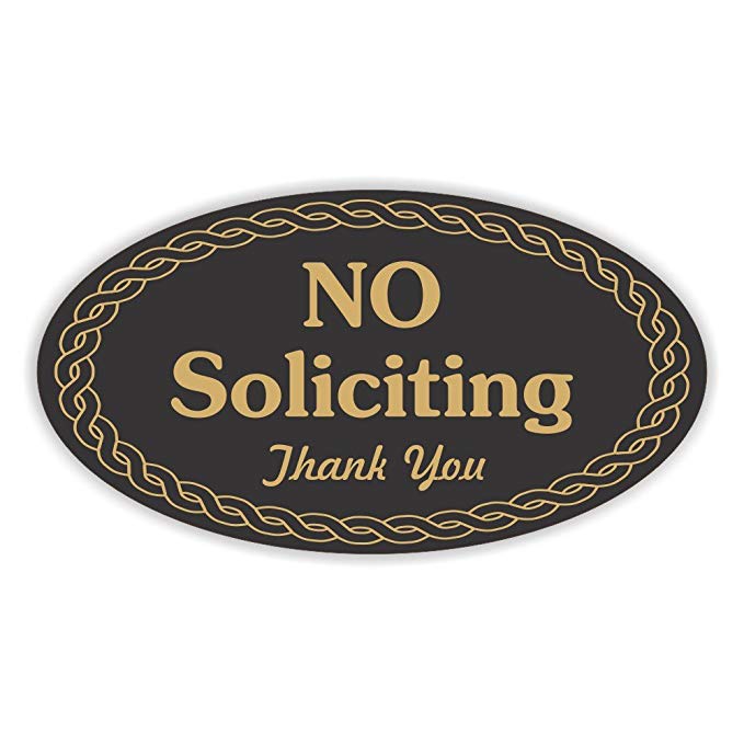 No Soliciting Rope Design Sign (Black-Gold) - Large