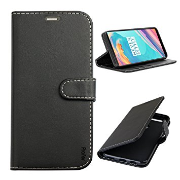 Oneplus 5T Flip Case, Profer [Kingstand] Luxury PU Leather [Full Body] Wallet Case Cover with [Card Slots] & [Stand] For Oneplus 5T (Black)