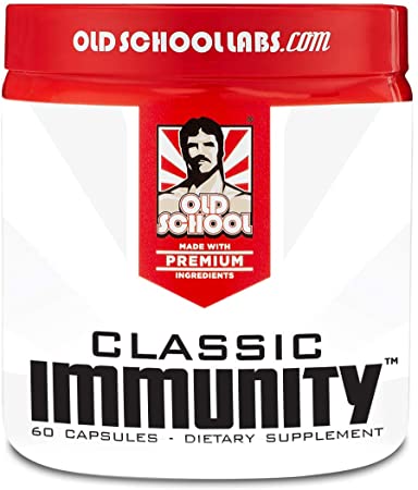 Old School Labs Classic Immunity - Daily Immunity Support - Echinacea, Vitamin C & Vitamin D, Elderberry, Magnesium & Zinc Supplement - Immunity Booster & Stress Relief for Athletes - 60 Veggie Caps