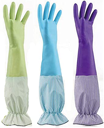 3 Pairs PVC Kitchen Cleaning Gloves Dishwashing Glove