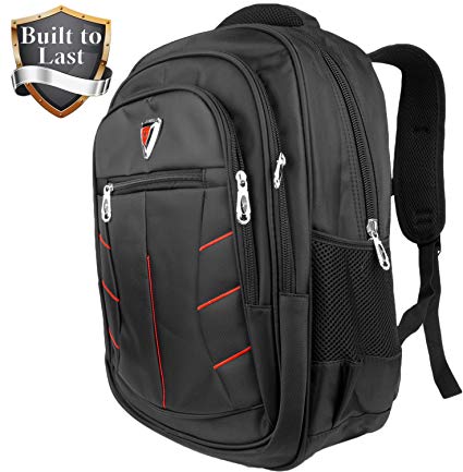 Waterproof Backpack with Laptop Sleeve - Black & Red Men School or Travel Accessories Bag