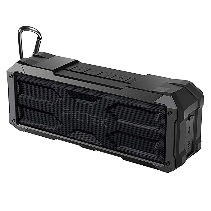 PICTEK Wireless Bluetooth Speaker, Outdoor Portable Stereo Speaker with 30-Hour Playtime, 20W Dual-Driver, Waterproof Resistance, Built-in Mic, Hands-free Call for iPhone, Samsung etc. Dark Black