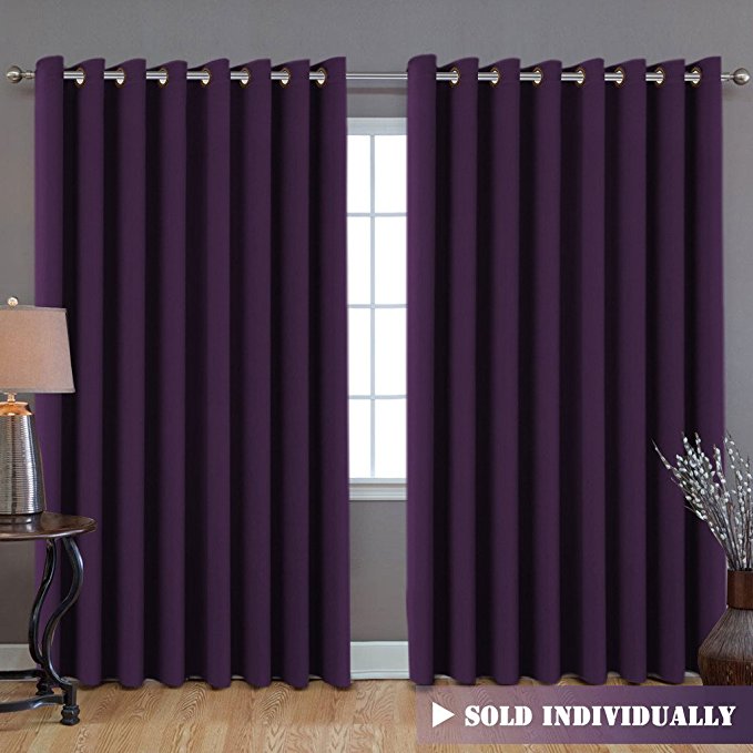 Premium Blackout Wider Curtains for Patio & Yard (100"W by 108"L), Thermal Insulated Room Divider Curtain Panel (Total Privacy, Large Size 9' Tall x 8.5' Wide) - Plum Purple