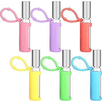 12 Pieces Silicone Roller Bottle Holder Sleeve Protective Roller Bottle Cover Case with Hanging Rope for Travel Carrying Essential Oil Perfume, 6 Colors (10 ml)