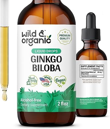 Ginkgo Biloba Liquid Extract - Organic Ginkgo Biloba Supplements for Brain Function and Memory Support - Ginkgo Biloba Leaf Tincture - Vegan, Alcohol Free Drops - 2 fl oz