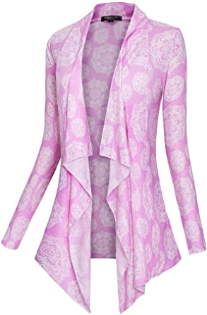 Urban CoCo Women's Drape Front Open Cardigan Long Sleeve Irregular Hem