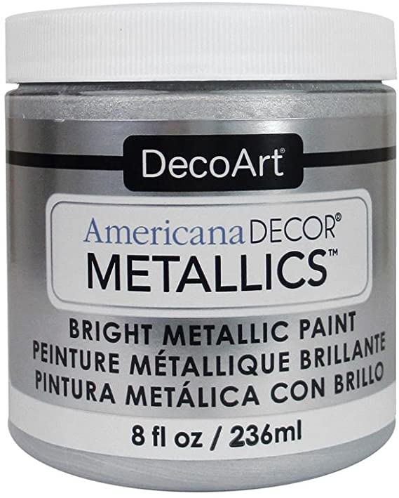 DecoArt Ameri Deco MTLC SteSilver Americana Decor Metallics 8oz Slvr, 8 Fl Oz (Pack of 1), Sterling Silver