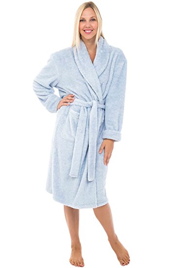 Del Rossa Women's Fleece Robe, Plush Microfiber Bathrobe