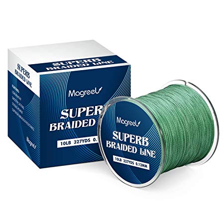 Magreel Braided Fishing Line, Abrasion Resistant Braided Lines High Performance Strong 4 or 8 Strand Superline Smaller Diameter Zero Stretch-8lb-60lb,327Yards