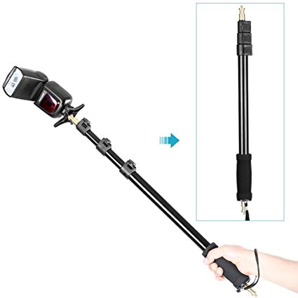 Neewer 21-63"/54.5-160cm Portable Four Sections Stretchable Light Boom Pole Stick 1/4" Male Thread for Digital Camera, LED Light and Flash, such as WITSTRO AD-180 AD-360, Nikon, Canon, Yong Nuo, and Neewer Studio Flash