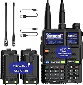 Ham Radio Handheld Baofeng Radio 5RM Upgraded of UV-5R High Power Long Range Walkie Talkies for Adults Multi-Band Two Way Radio NOAA Weather Copy Frequency USB C Charger 999CH Outdoor Hiking Camping