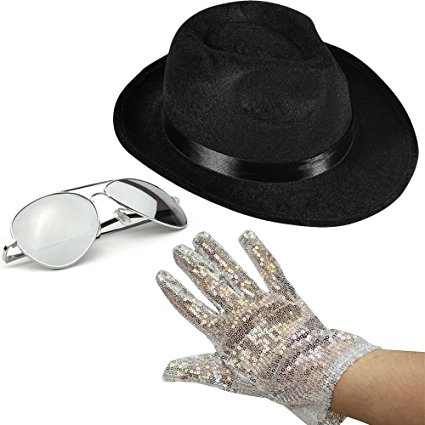Set of 3 - Fedora Hat Sequin Glove And Sunglasses by Funny Party Hats