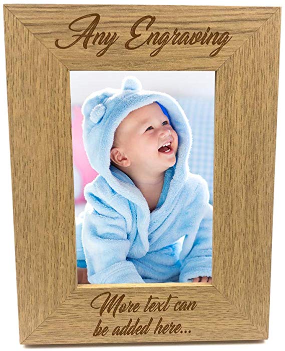 ukgiftstoreonline Personalised Wooden Photo 5 x 7 Frame Custom Engraved Any Message