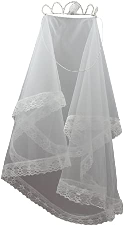 Girl's First Holy Communion Crown of Pearl Veil Catholic Religious Sacraments