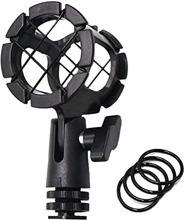 AFVO Microhone Shock Mount Holder Rode Mic Cradle with Cold Shoe for Boompoles, Zoom H1 Shotgun Mic,Rode NTG1, NTG2, NTG3, Sennheiser ME66, Audio-Technica AT897 etc