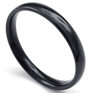 KONOV Mens Womens Stainless Steel Ring, 3mm, Comfort Fit Band, Black