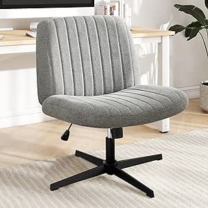 Criss Cross Chair, Cross Legged Office Chair, Wide Comfty Desk Chair, No Wheels Armless Computer Task Chair, Swivel Vanity Home Chair, Height Adjustable