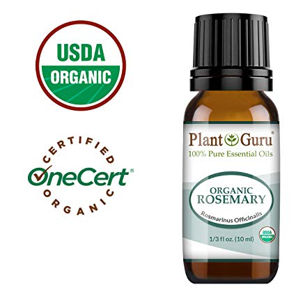 Organic Rosemary Essential Oil 10 ml 100% Pure Undiluted USDA Certified Therapeutic Grade for Aromatherapy Diffuser, Stimulates Hair Growth and Dandruff Control.