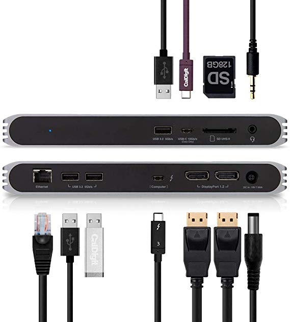 CalDigit USB-C Pro Dock - 85W Charging, Thunderbolt 3, UHS II SD Card Slot, USB C Gen 2, USB A x 3, Dual DisplayPort 1.2, LAN, 3.5mm Audio for Thunderbolt and USB-C Computers (0.7 Meter Cable - Grey)
