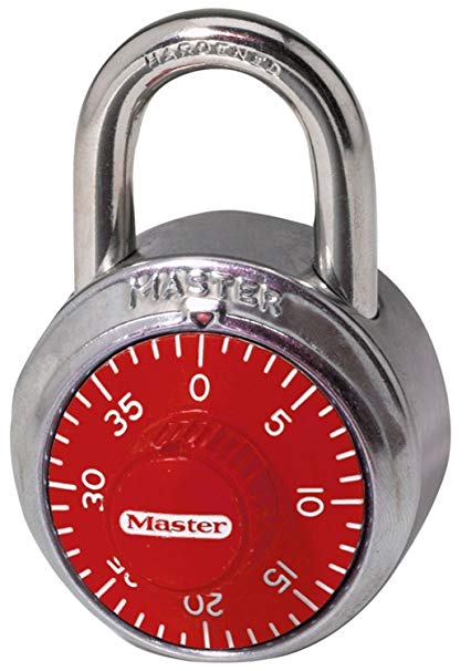 Master Lock Padlock, Standard Dial Combination Lock, 1-7/8 in. Wide, Red, 1504D