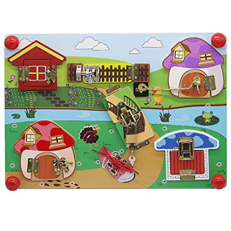 yofit Wooden Latches Board,activity boards for toddlers 1-3,kids busy board