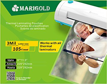 Marigold 105-Count Pack 3 mil letter size, 9"x11.5", Thermal Laminating Pouches Laminator Film Sheets for Laminator Machine (LP3LTR10)