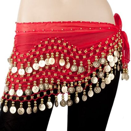 BELLYLADY 158 Gold Coins Belly Dance Hip Scarf Vogue Style, Gift idea