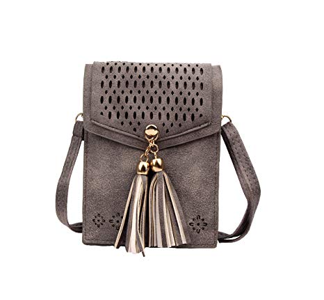 Phone Purse Leather Small Mini Crossbody Bags for Women Girls with Tassel