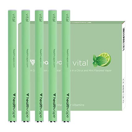 Vital Immune Support Vitamin and Antioxidant Inhaler Pen - CoQ10, Vitamin C, Vitamin B12, Vitamin E, Vitamin D, Essential Oils - Mint Flavored Healthy Immune Support - 5 Pack - by Health Vape