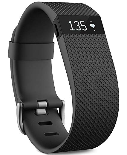 Fitbit Charge HR Wireless Activity and Fitness Tracker Wristband with Heart Rate Monitor (Black, Large (6.2-7.6 in)) (Non-Retail Packaging)