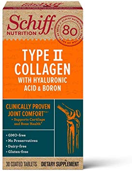 Type II Collagen, Hyaluronic Acid & Boron Joint Health Tablets, Schiff (30 count in a bottle) Clinically Proven Joint Comfort Supplement That Supports Cartilage & Bone Health, Gluten, GMO & Dairy Free