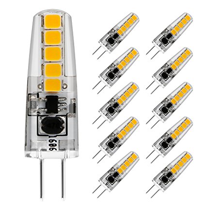 LE 10 Pack G4 Bulb LED Lamp, Warm White 2W, 210lm, 12V DC / AC, 360° beam angle, 20W Halogen Lamps Equivalent