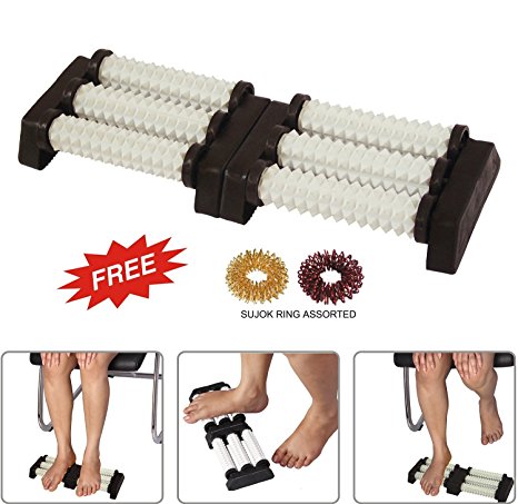 Super INDIA Store Acupressure n Massager SPIKED Double Foot Roller for Stress Relief, Boost Immunity With SuJok Rings