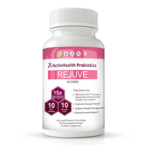 REJUVE ACTIVPROBIOTICS DOCTOR APPROVED 150 Billion CFU Efficacy Rate w/ Cranberry & D-Mannose- Designed for Women's Health, Weight Management, Immunity, Digestion, and Mood Booster