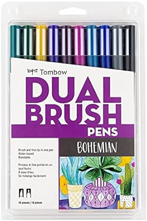 Tombow Dual Brush Pen Art Markers (10-Pack, Bohemian)