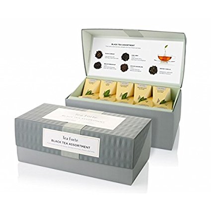 Tea Forte Ribbon Box Sampler with 20 Handcrafted Pyramid Tea Infusers - Black Tea, White Tea, Green Tea, Herbal Tea