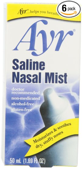 Ayr Saline Nasal Mist, 1.69-Ounce Spray Bottles (Pack of 6)