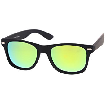 zeroUV - Matte Finish Reflective Color Mirror Lens Large Square Horn Rimmed Sunglasses 55mm