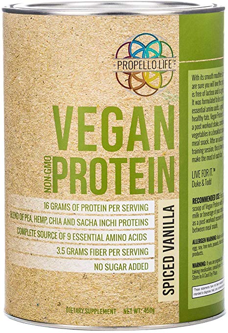 Propello Life Vegan Protein Powder, Spiced Vanilla, 450g